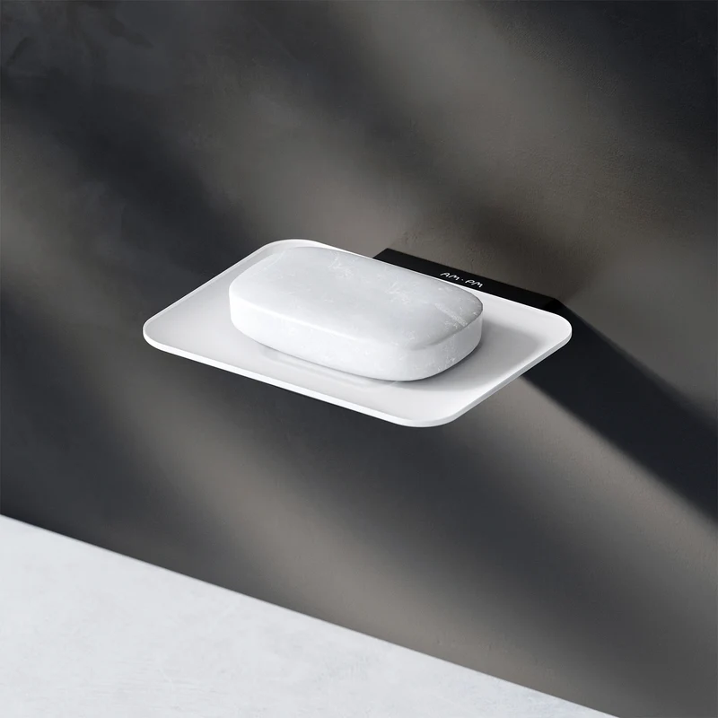 Seifenschale Inspire V2.0 aus Glas mit Wandhalterung, Schwarz – AIB34222