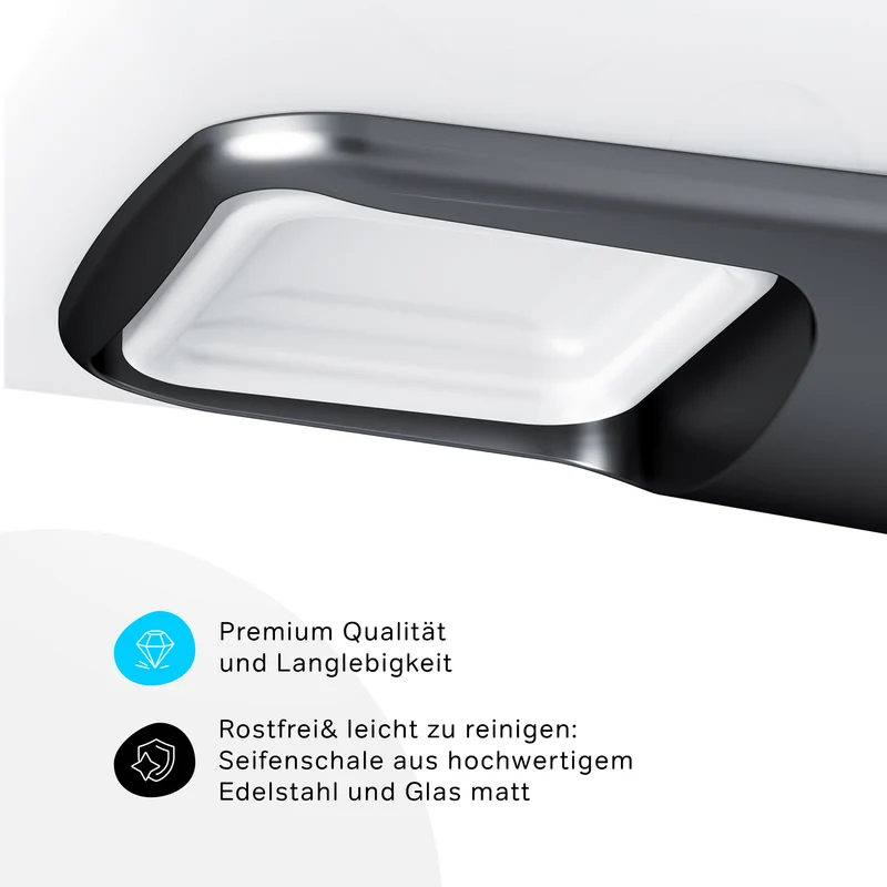 Seifenschale Inspire V2.0 aus Glas mit Wandhalterung, Schwarz – AIB34222