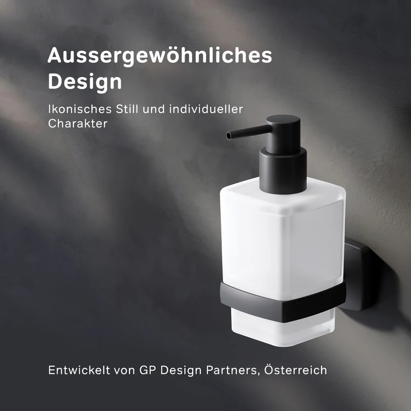 Seifenspender Gem aus Glas mit Wandhalterung, Schwarz – AGA36922