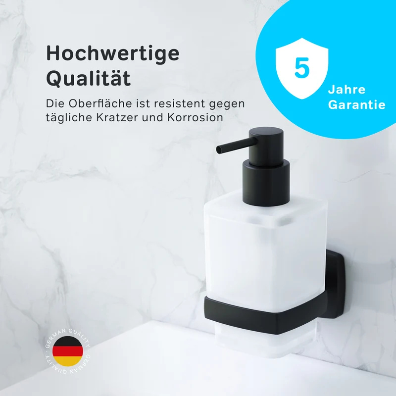 Seifenspender Gem aus Glas mit Wandhalterung, Schwarz – AGA36922