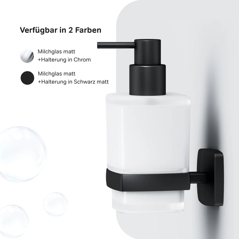 Seifenspender Gem aus Glas mit Wandhalterung, Schwarz – AGA36922