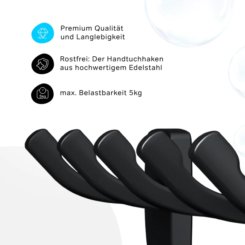 Handtuchhaken-Set Gem, Schwarz – AGA35922
