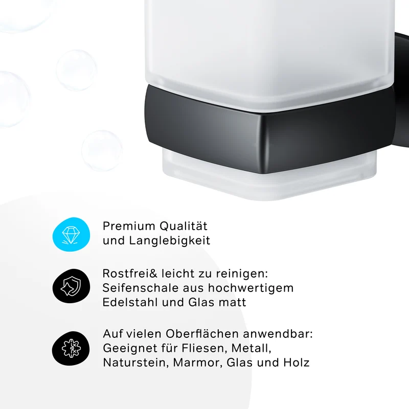 Zahnputzbecher Gem mit Wandhalterung, Schwarz – AGA34322