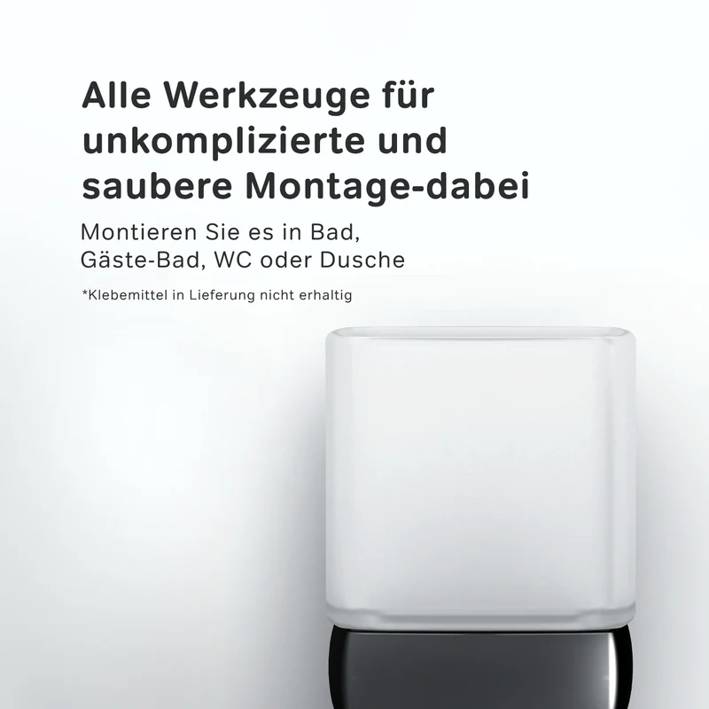 Zahnputzbecher Gem mit Wandhalterung, Schwarz – AGA34322