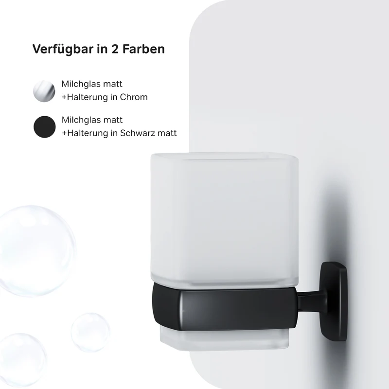 Zahnputzbecher Gem mit Wandhalterung, Schwarz – AGA34322