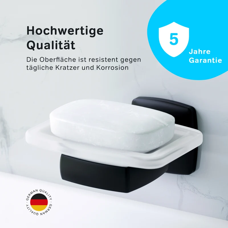 Seifenschale Gem aus Glas mit Wandhalterung, Schwarz – AGA34222