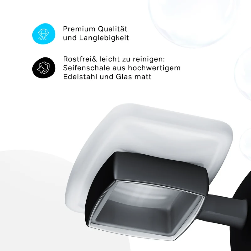Seifenschale Gem aus Glas mit Wandhalterung, Schwarz – AGA34222