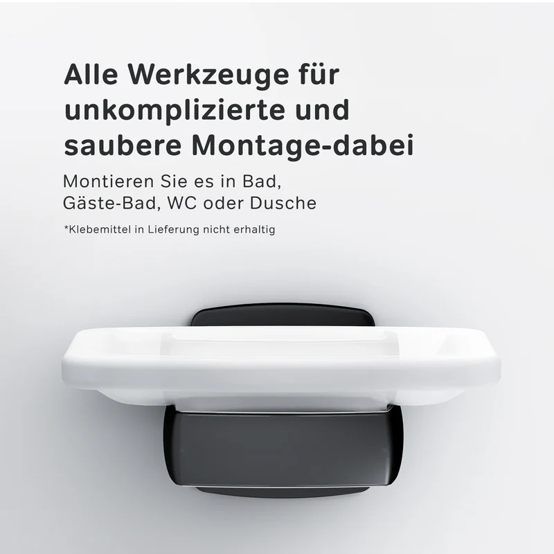Seifenschale Gem aus Glas mit Wandhalterung, Schwarz – AGA34222