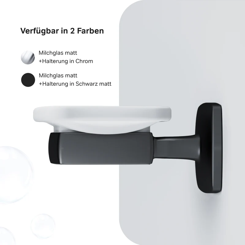 Seifenschale Gem aus Glas mit Wandhalterung, Schwarz – AGA34222