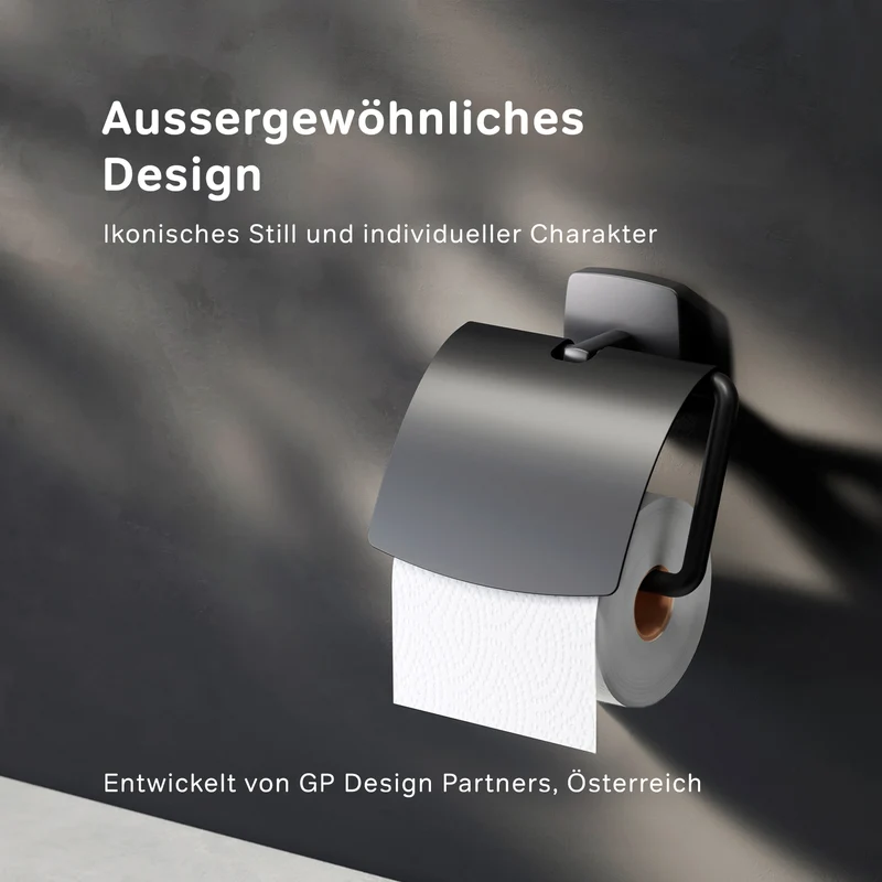 Toilettenpapierhalter Gem mit Deckel, Schwarz – AGA341422