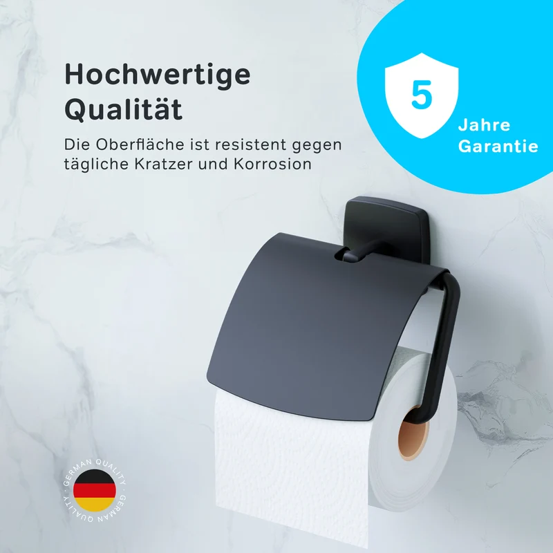 Toilettenpapierhalter Gem mit Deckel, Schwarz – AGA341422