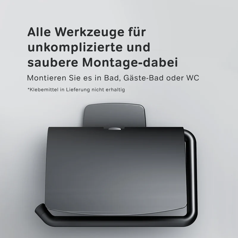 Toilettenpapierhalter Gem mit Deckel, Schwarz – AGA341422