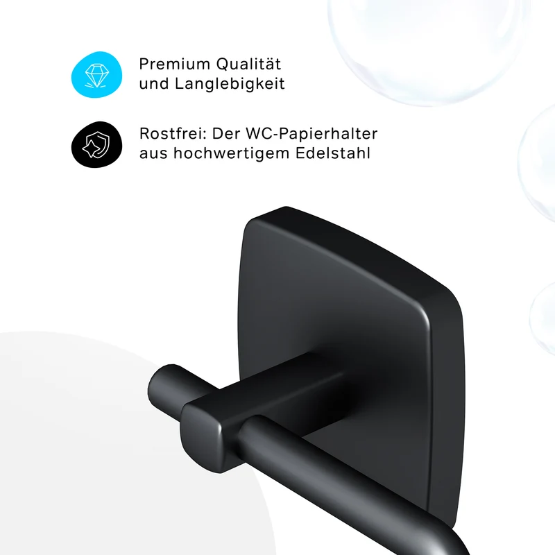 Toilettenpapierhalter Gem ohne Deckel, Schwarz – AGA34122