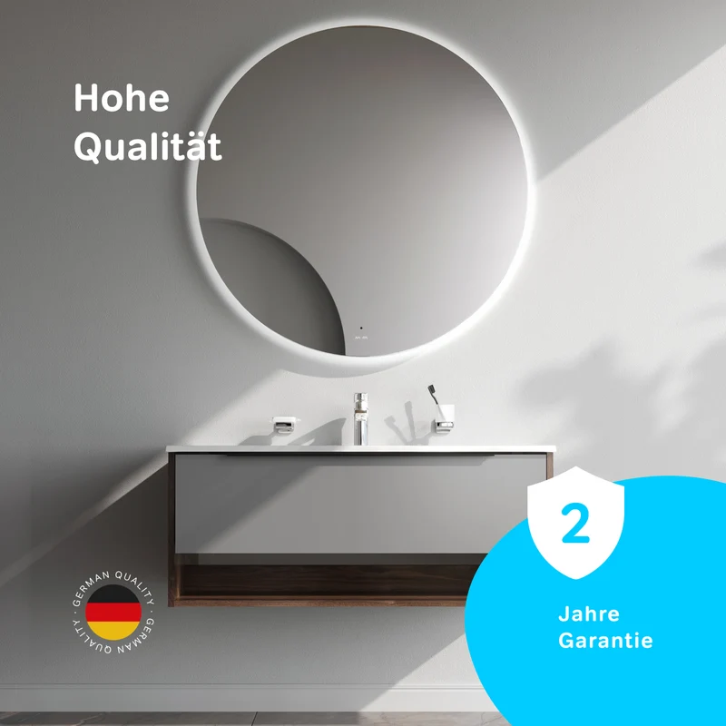 Waschtischunterschrank mit Waschbecken, 100 cm, 1 Schublade und offene Nische, Graphit matt – MNA-FHX1001GM-WCC1002WG