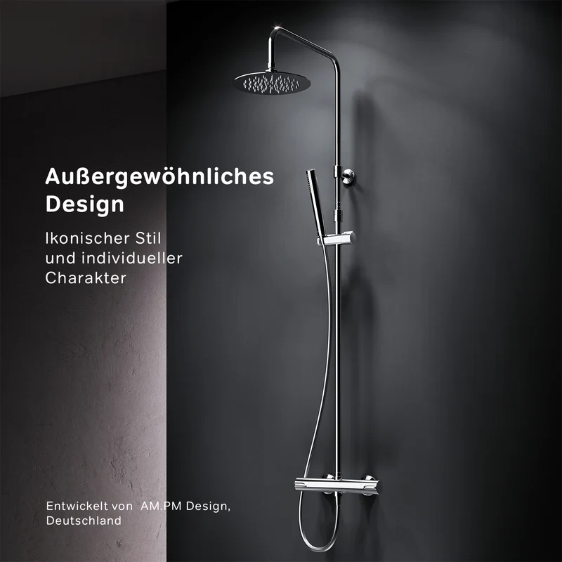 Duschsystem Spike mit Thermostat und Regendusche – F07PA400