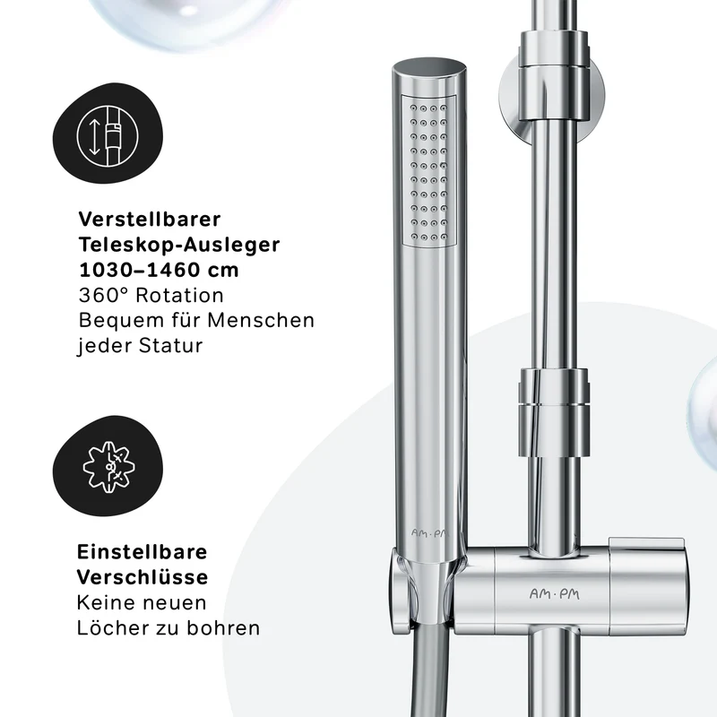 Duschsystem Spike mit Thermostat und Regendusche – F07PA400