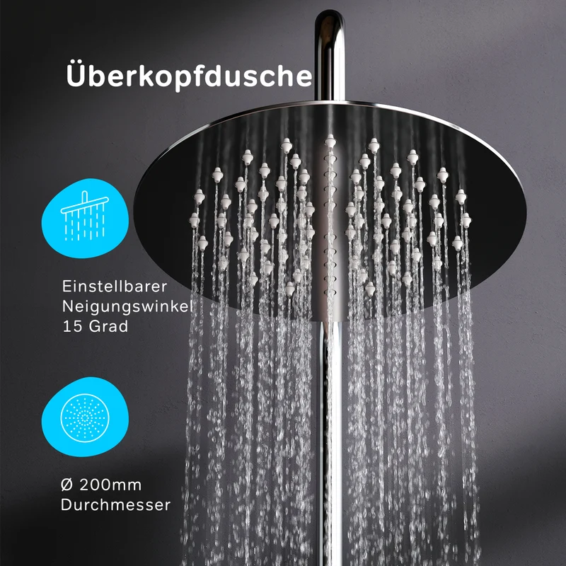 Duschsystem Spike mit Thermostat und Regendusche – F07PA400
