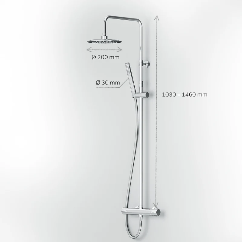 Duschsystem Spike mit Thermostat und Regendusche – F07PA400