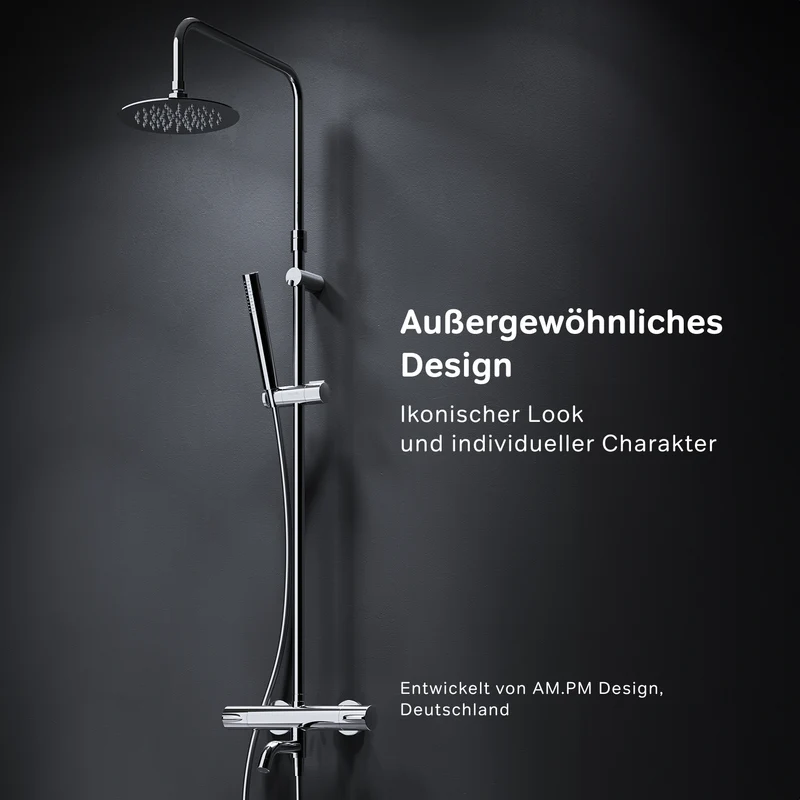 Duschsystem Spike mit Thermostat, Regendusche und Wanneneinlauf – F07PA500