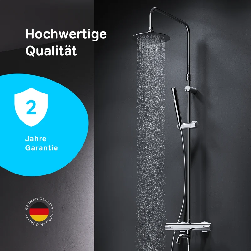 Duschsystem Spike mit Thermostat, Regendusche und Wanneneinlauf – F07PA500