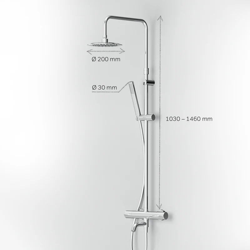 Duschsystem Spike mit Thermostat, Regendusche und Wanneneinlauf – F07PA500