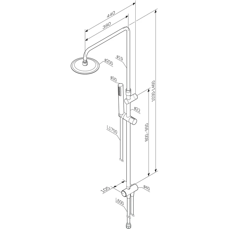 Duschsystem Spike mit Regendusche – F07PA000