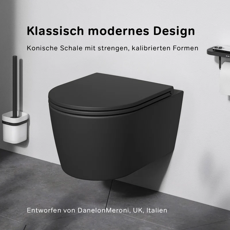 WC-Komplettset Func mit Vorwandelement und schwarzer Betätigungsplatte, Schwarz – IIS90138.FA1700MB