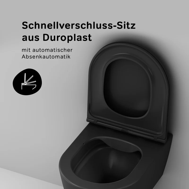 WC-Komplettset Func mit Vorwandelement und schwarzer Betätigungsplatte, Schwarz – IIS90138.FA1700MB
