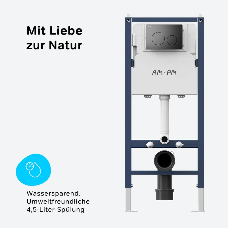 WC-Komplettset Func mit Vorwandelement und schwarzer Betätigungsplatte, Schwarz – IIS90138.FA1700MB