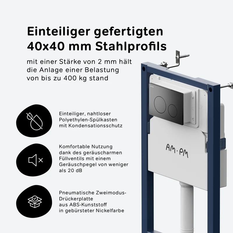 WC-Komplettset Func mit Vorwandelement und schwarzer Betätigungsplatte, Schwarz – IIS90138.FA1700MB