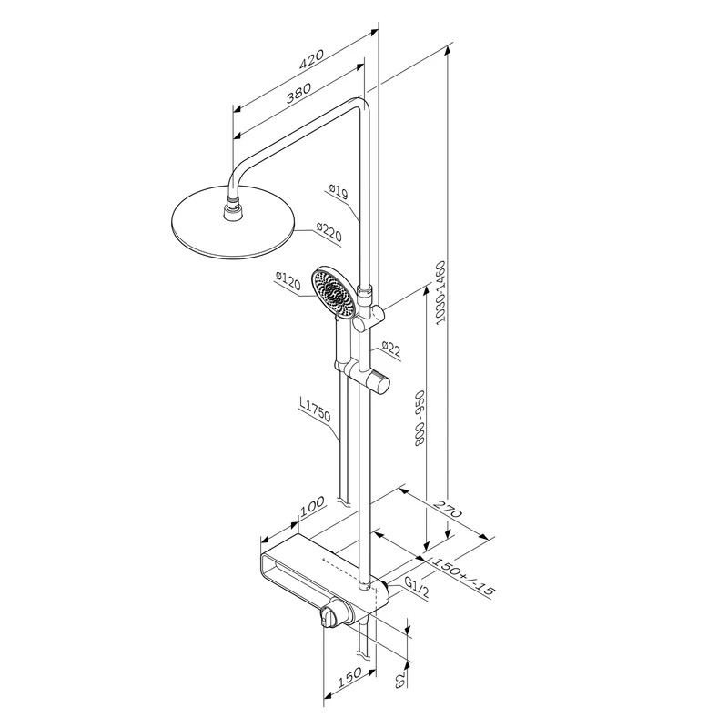 Duschsystem X-Joy mit Regendusche und Regalmischer – F0785A600
