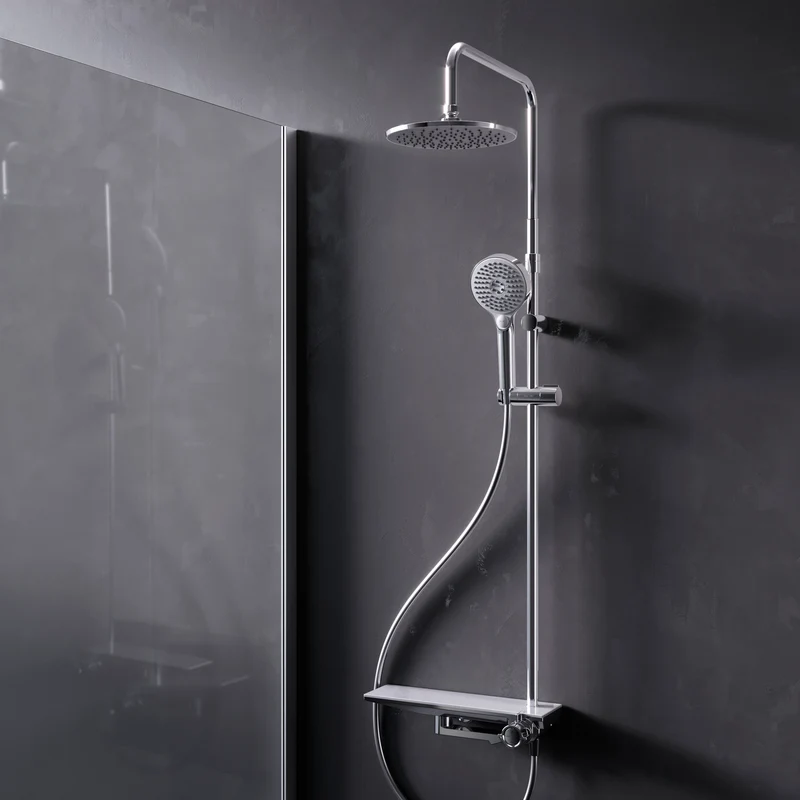 Duschsystem Flash mit Regendusche und Regalmischer – F079H700