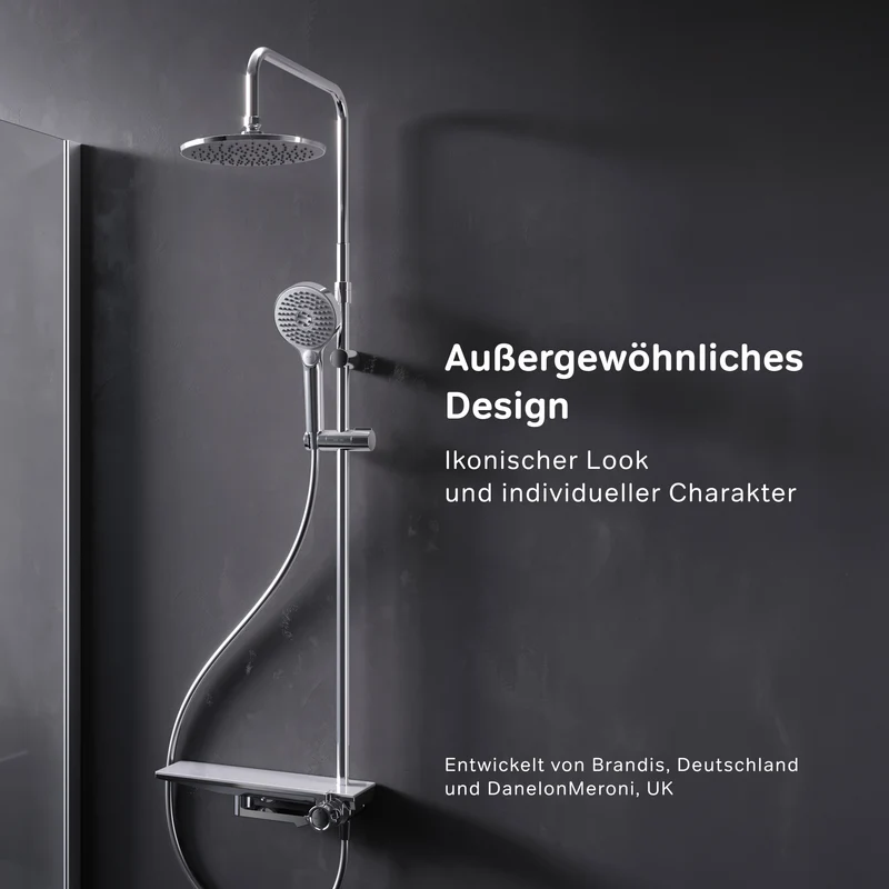 Duschsystem Flash mit Regendusche und Regalmischer – F079H700
