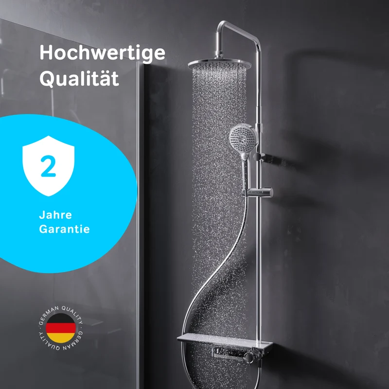 Duschsystem Flash mit Regendusche und Regalmischer – F079H700