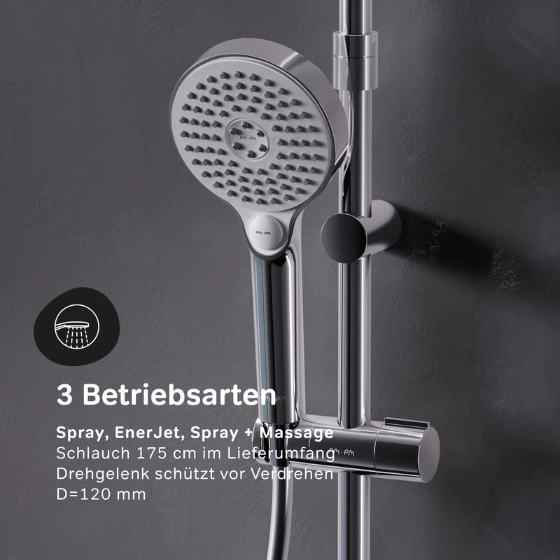 Duschsystem Flash mit Regendusche und Regalmischer – F079H700
