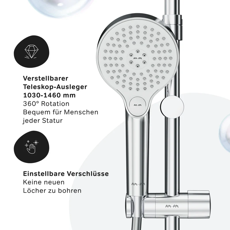 Duschsystem Flash mit Regendusche und Regalmischer – F079H700