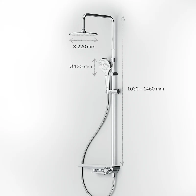 Duschsystem Flash mit Regendusche und Regalmischer – F079H700