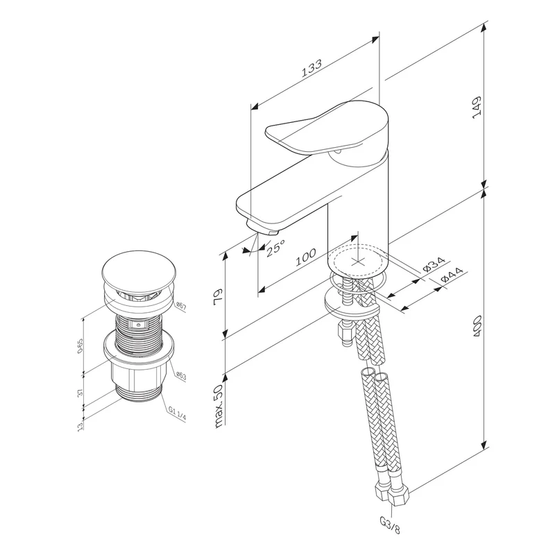 Waschtischarmatur X-Joy mit EcoStart mit Klick-Ablaufgarnitur – FXA82800