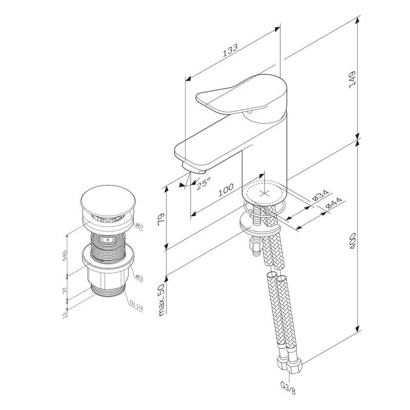 Waschtischarmatur X-Joy mit Klick-Ablaufgarnitur – FXA82100