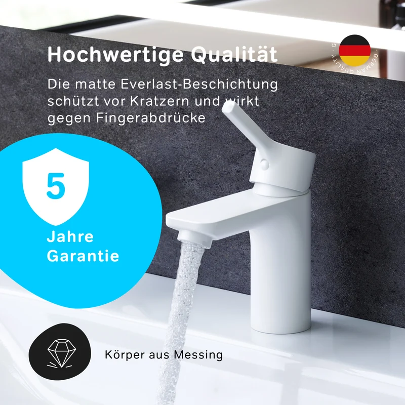 Waschtischarmatur X-Joy S mit Klick-Ablaufgarnitur, Weiß – FXB82133