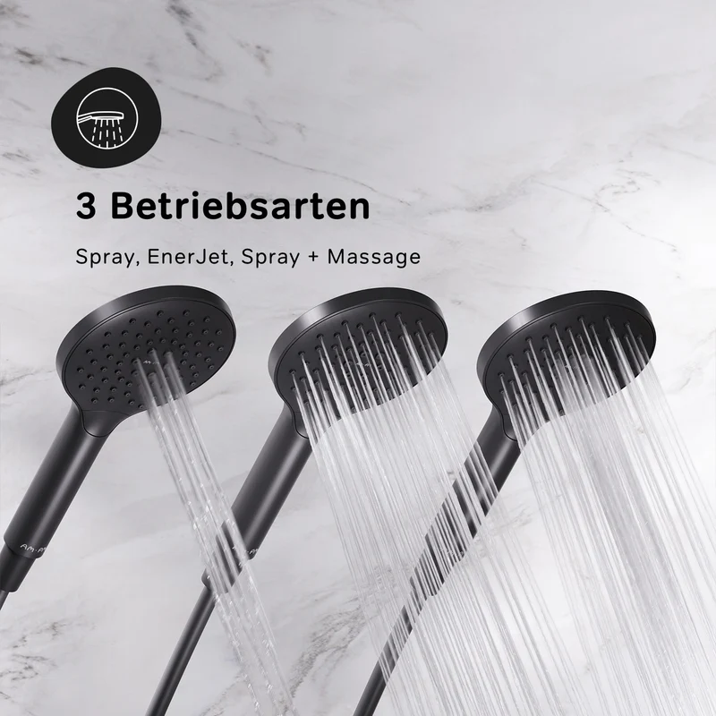 Duschsystem Like mit Thermostat und Regendusche, Schwarz – F07LA422