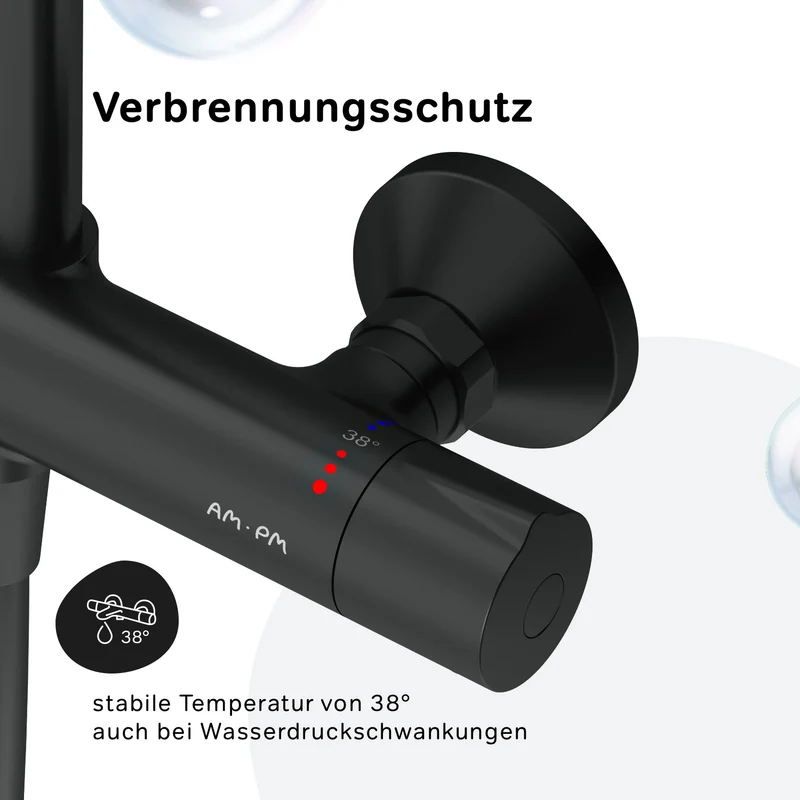 Duschsystem Like mit Thermostat und Regendusche, Schwarz – F07LA422