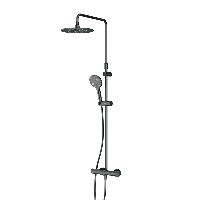 Duschsystem Like mit Thermostat und Regendusche, Schwarz – F07LA422