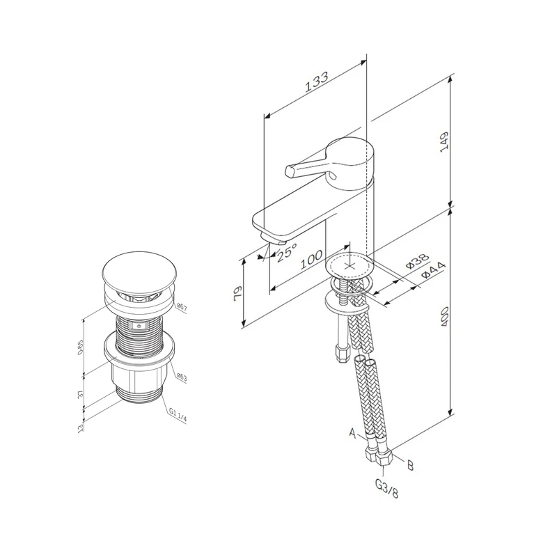 Waschtischarmatur X-Joy S mit Klick-Ablaufgarnitur – FXB82100