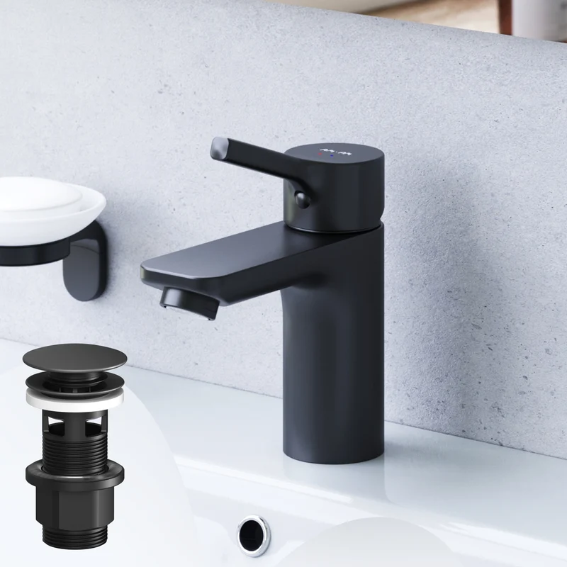 Waschtischarmatur X-Joy S mit Klick-Ablaufgarnitur, Schwarz – FXB82122
