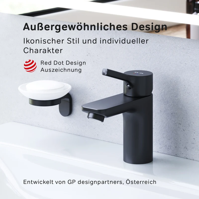 Waschtischarmatur X-Joy S mit Klick-Ablaufgarnitur, Schwarz – FXB82122