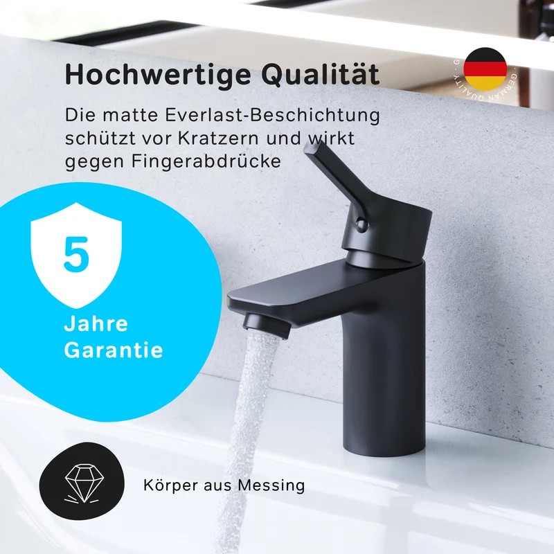 Waschtischarmatur X-Joy S mit Klick-Ablaufgarnitur, Schwarz – FXB82122
