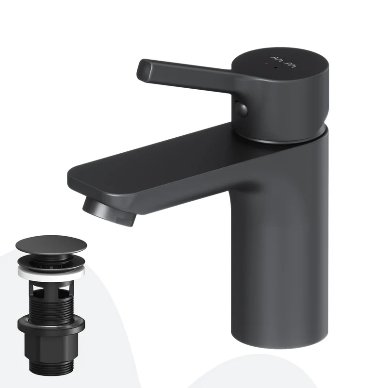 Waschtischarmatur X-Joy S mit Klick-Ablaufgarnitur, Schwarz – FXB82122