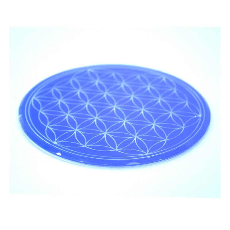 Lebensblume Glasuntersetzer 12,5 cm blau