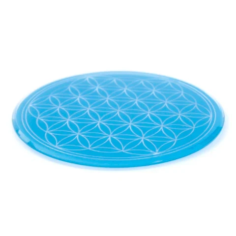 Lebensblume Glasuntersetzer 12,5 cm hellblau